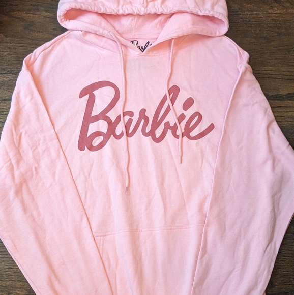 RARE Barbie Classic Pink Logo Hooded Hoodie Sweatshirt Large - Picture 1 of 1